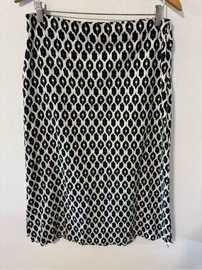 Marine Layer Ikat Print Hemp Blend Midi Skirt Black White Side Zipper Slit-10